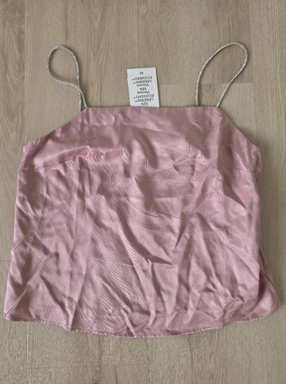 H&M Pink Satin Camisole with Metallic/Gem Straps